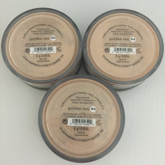 #NWT bareMinerals SPF15 Original Foundation Golden Tan W30 8g/0.28oz  - Lot of 3 - Picture 1 of 2